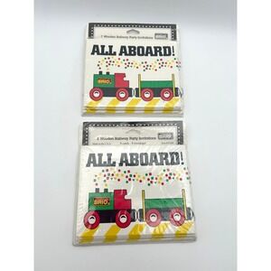 Vintage Brio Wooden Train Party Invitations Lot 2 (16 Total) 90s New Old Stock
